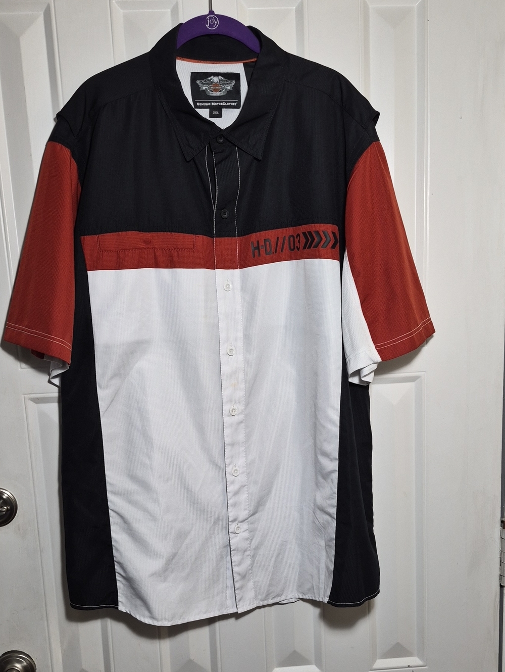 Harley-Davidson 2XL Black White Rust Colorblock Shirt
